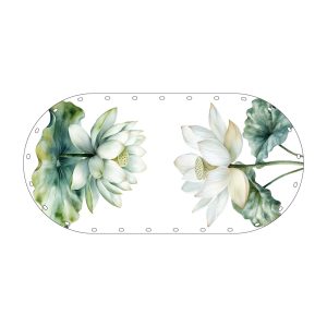 Doğal Lotus Bah&ccedil;esi &ndash; Beyaz lotuslar ve geniş yapraklar. Rattan Tabanlık