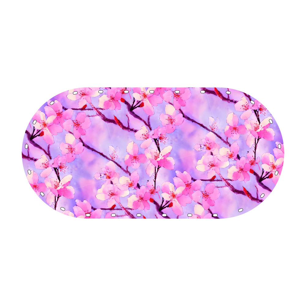 Sakura Baharı – Mor fon üzerinde kiraz çiçekleri Rattan Tabanlık