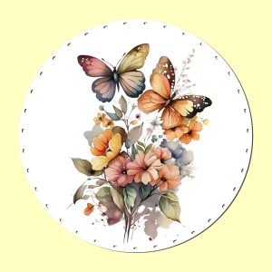 Butterflies with flowers Rattan Tabanlık