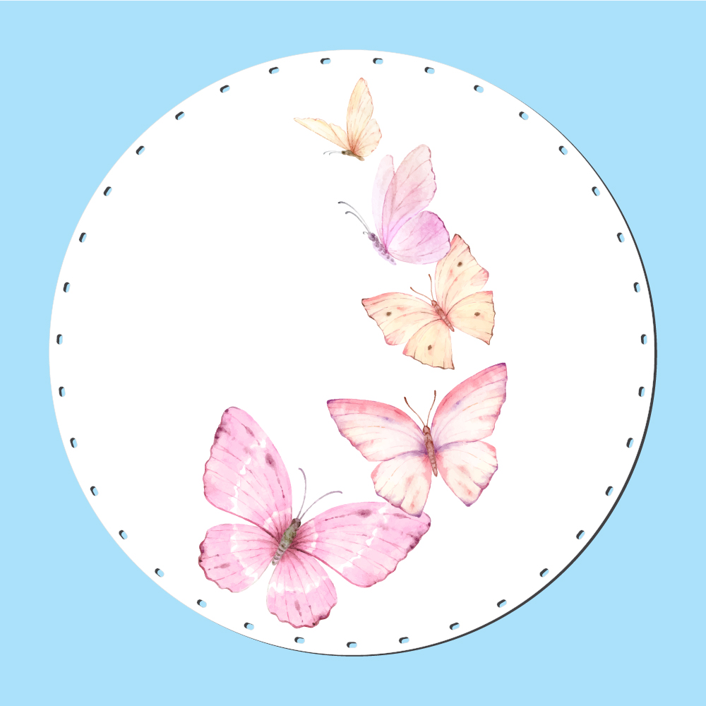 Pink butterflies Rattan Tabanlık